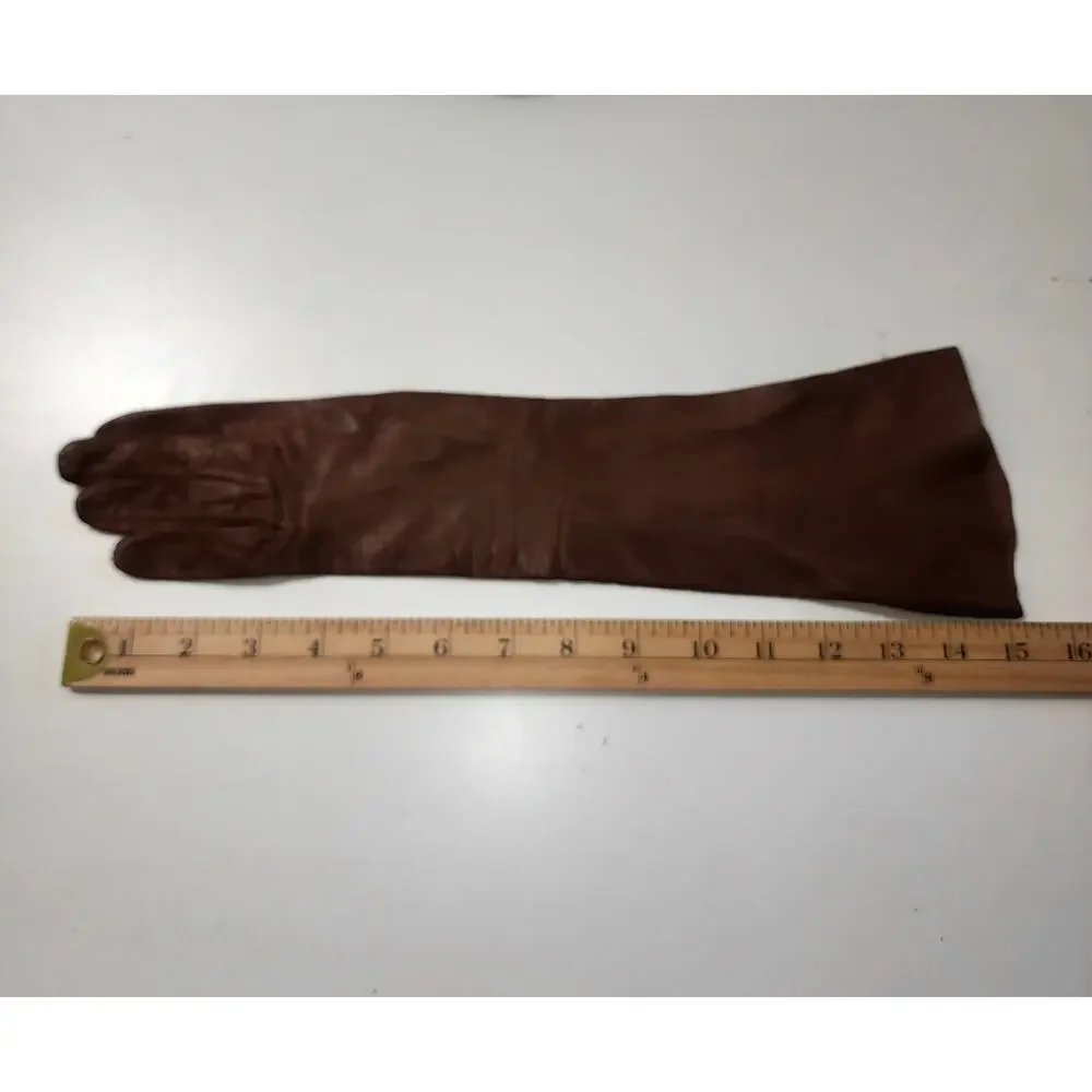 Vintage Kay Fuchs brown leather opera gloves